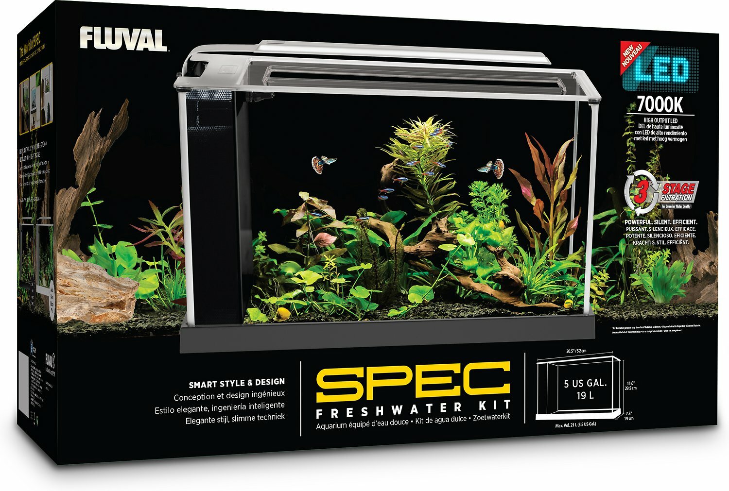 Fluval Spec V2 Aquarium Black 19l 7000k Lighting