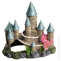 Aqua One Ornament Castle With Blue Roof And Plant 36897