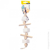 Avi One Bird Toy Wooden Blocks And Pumice With Rope 28cm 22444