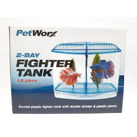 Petworx 2 Bay Fighter Tank 1.5L Fighting Fish Betta Aquarium