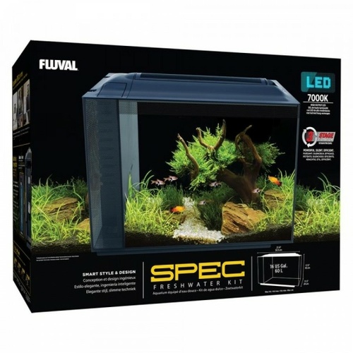 Fluval Spec XV Aquarium - Black 60L - 7000K Lighting