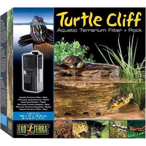 Exo Terra Turtle Cliff Medium Aquatic Terrarium Filter with Rock