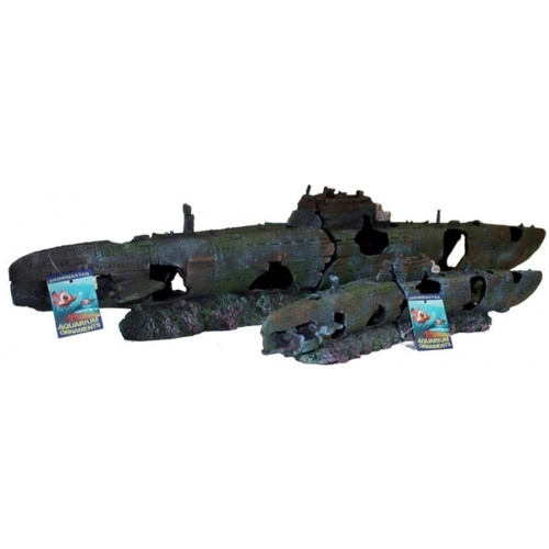 Lost City Submarine Large 2Pc 76X10X16Cm Wreck