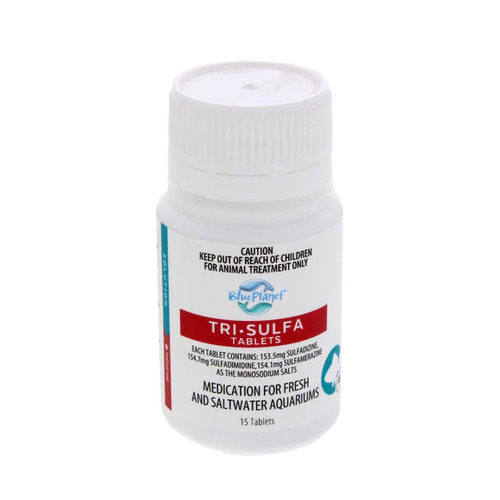 Blue Planet Tri Sulfa Tablets 15pk White Spot - Columnaris - Fin & Tailrot - Bacterial Diseases - Trisulfa
