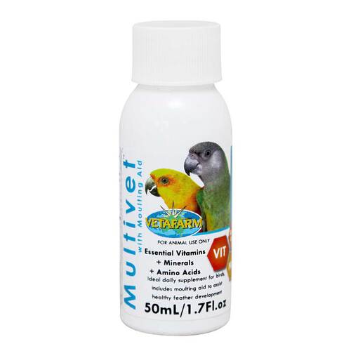 Vetafarm Multivet 50ml with Moulting Aid Vitamins Minerals Amino Acids
