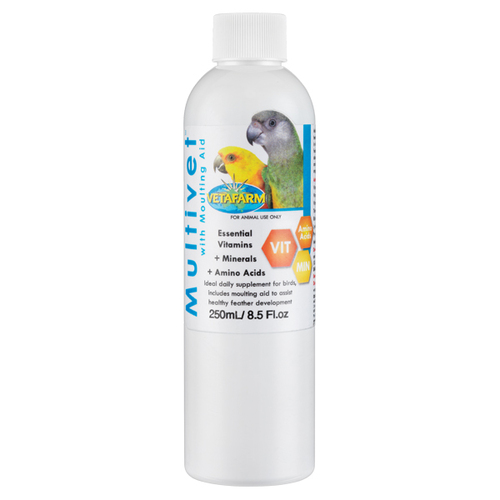 Vetafarm Multivet 250ml with Moulting Aid Vitamins Minerals Amino Acids