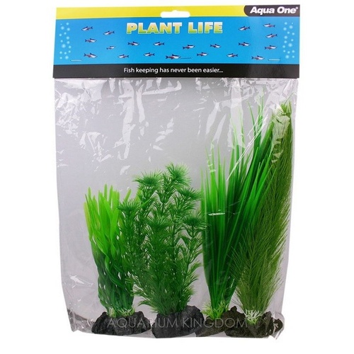 Aqua One Plastic Plant 4Pk Mix 4  24234