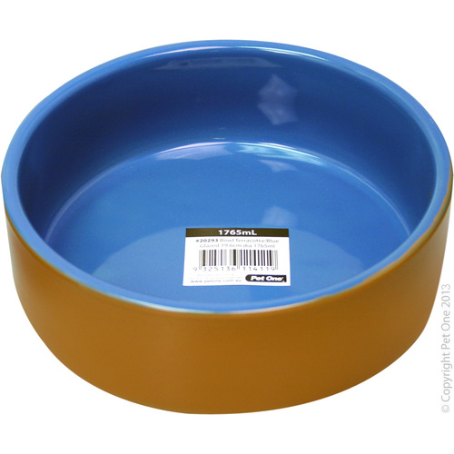 Pet One Terracotta Glazed Bowl Blue 19.6cm 1795ml 20293