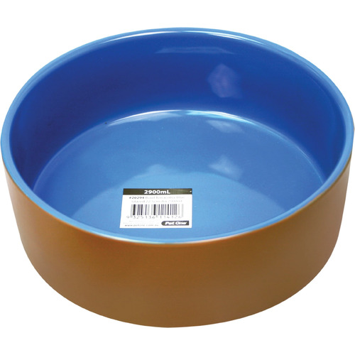 Pet One Terracotta Glazed Bowl Blue 22.5cm 2900ml 20294