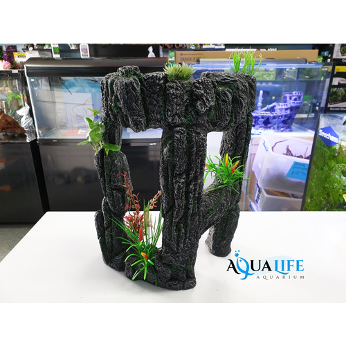 Aqua One Stone Arch With Plastic Plants Large 36732
