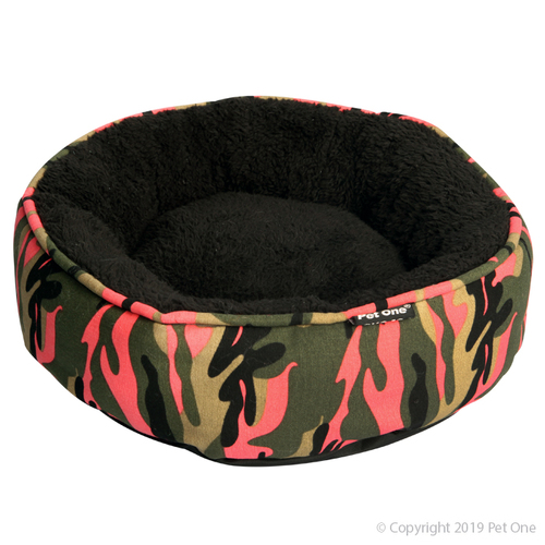Pet One Small Animal Bed Round 20x20x8cm Pink Camo 49111