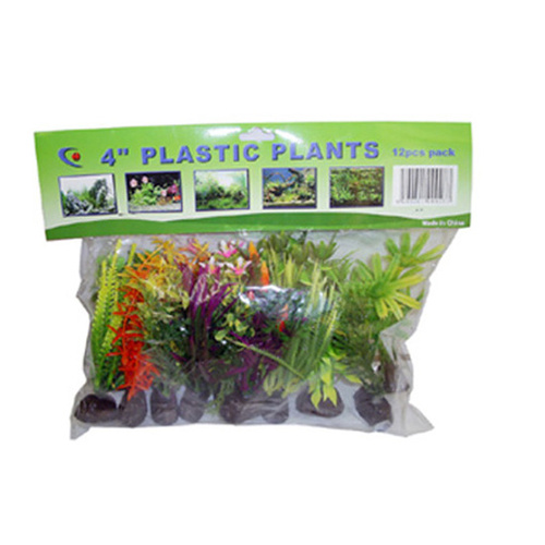 Petworx 4" Plastic Plant 12 Pack Assorted Plants