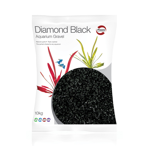 Aqua Natural Diamond Black Gravel 9Kg Diamond Black