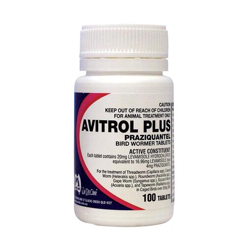 Avitrol Plus Praziquantel Bird Wormer Tablets 100pk