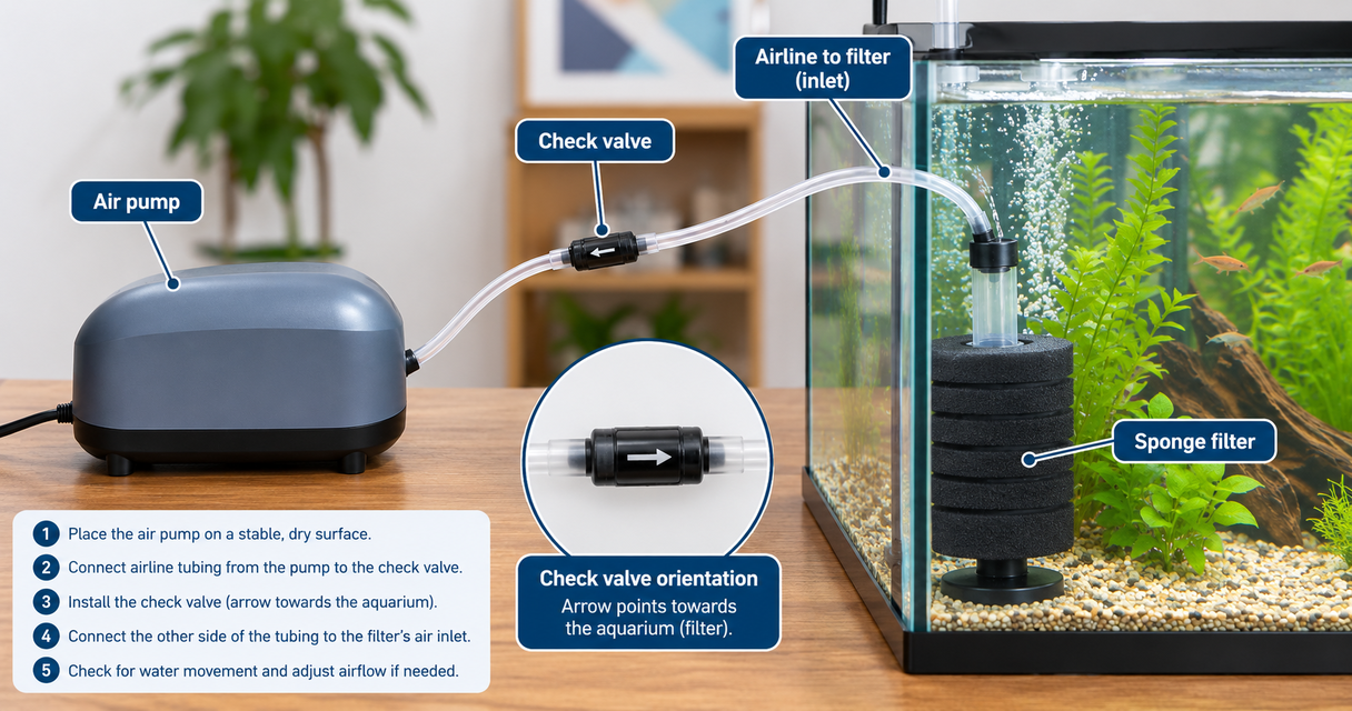 How to connect an air pump to your aquarium filter